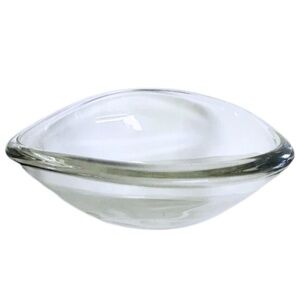 Hand-Blown Clear Glass Bowl • Mid-Century Style • Organic Freeform Design